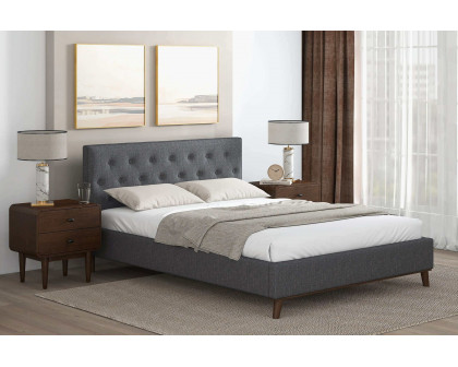 Ashcroft™ Graceville Fabric Platform Bed - Gray, Queen Size