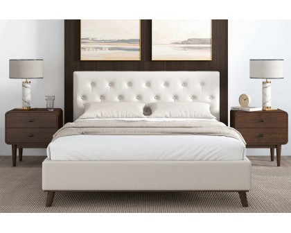 Ashcroft Graceville Fabric Platform Bed - Beige, Queen Size