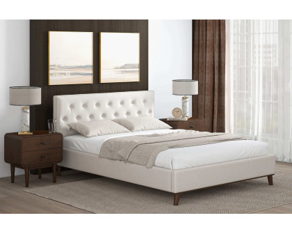 Ashcroft Graceville Fabric Platform Bed - Beige, Queen Size