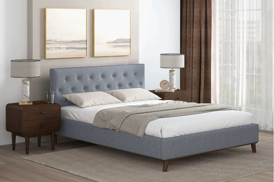 Ashcroft™ Graceville Fabric Platform Bed - Light Gray, Queen Size