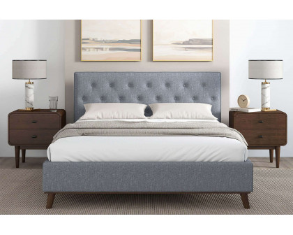 Ashcroft™ Graceville Fabric Platform Bed - Light Gray, Queen Size