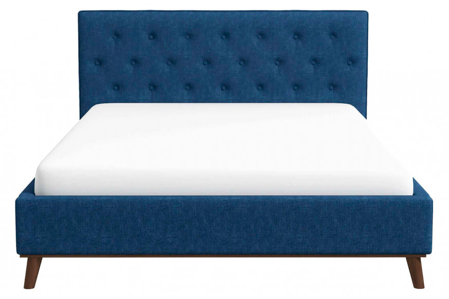 Ashcroft™ Graceville Fabric Platform Bed - Blue, Queen Size