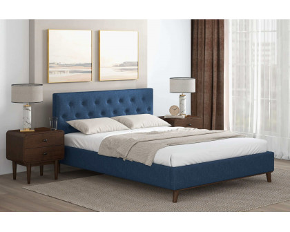 Ashcroft™ Graceville Fabric Platform Bed - Blue, Queen Size