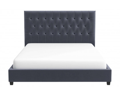 Ashcroft Donald Mid-Century Modern Velvet Platform Bed - Gray, Queen Size