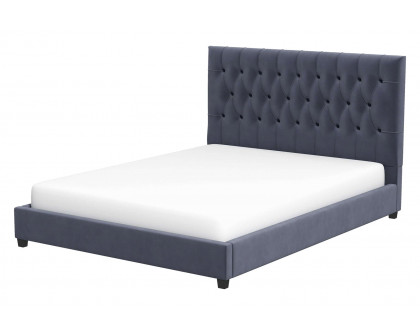 Ashcroft Donald Mid-Century Modern Velvet Platform Bed - Gray, Queen Size