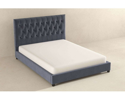 Ashcroft Donald Mid-Century Modern Velvet Platform Bed - Gray, Queen Size