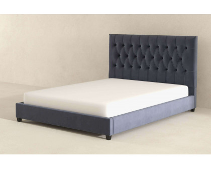 Ashcroft Donald Mid-Century Modern Velvet Platform Bed - Gray, Queen Size