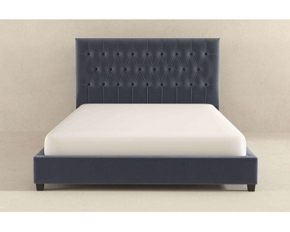 Ashcroft Donald Mid-Century Modern Velvet Platform Bed - Gray, Queen Size