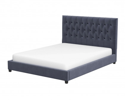 Ashcroft Donald Mid-Century Modern Velvet Platform Bed - Gray, King Size