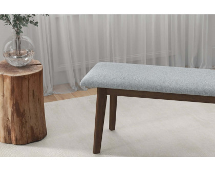 Ashcroft Carlos Fabric Upholstered Solid Wood Bench - Gray, 36"