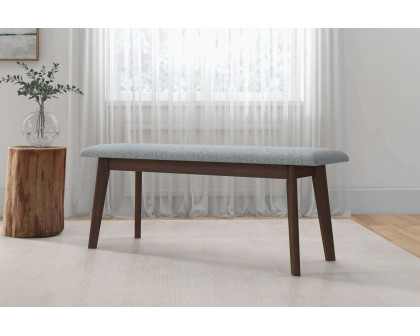 Ashcroft Carlos Fabric Upholstered Solid Wood Bench - Gray, 36"