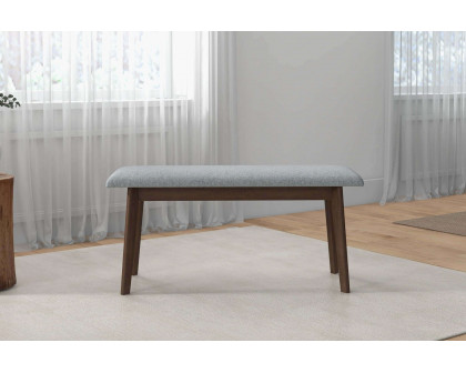 Ashcroft Carlos Fabric Upholstered Solid Wood Bench - Gray, 36"