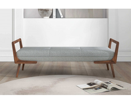 Ashcroft Cora Mid-Century Modern Fabric Bench - Gray