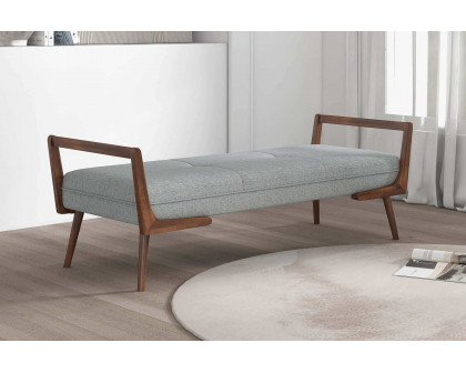 Ashcroft Cora Mid-Century Modern Fabric Bench - Gray