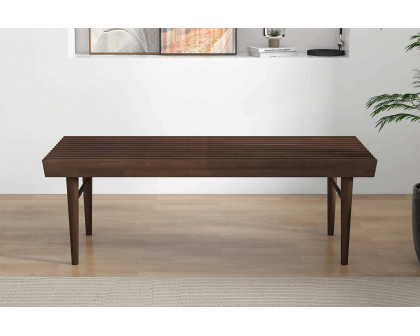 Ashcroft Mia Mid-Century Modern Solid Wood Bench - Brown