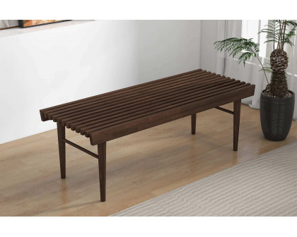 Ashcroft Mia Mid-Century Modern Solid Wood Bench - Brown