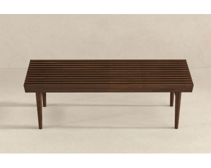 Ashcroft Mia Mid-Century Modern Solid Wood Bench - Brown