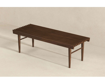 Ashcroft Mia Mid-Century Modern Solid Wood Bench - Brown