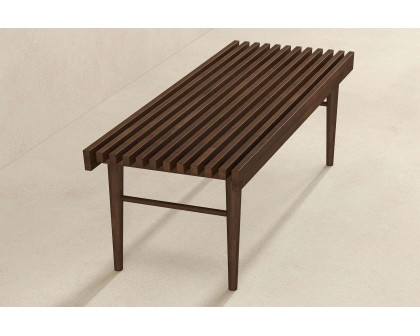 Ashcroft Mia Mid-Century Modern Solid Wood Bench - Brown