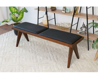 Ashcroft Keira Vegan Leather Bench - Black