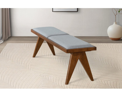 Ashcroft Keira Fabric Bench - Gray