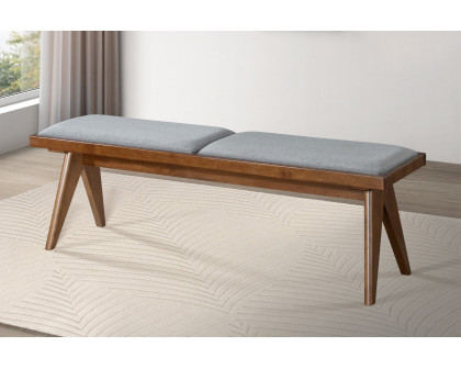 Ashcroft Keira Fabric Bench - Gray