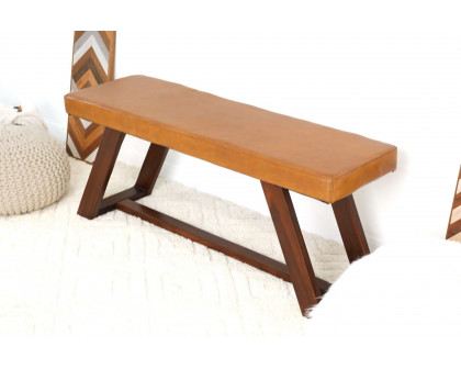 Ashcroft Marley Genuine Leather Bench - Tan