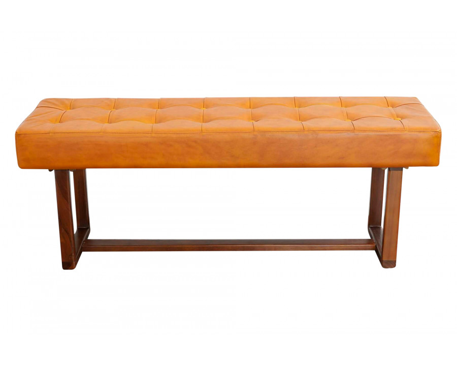 Ashcroft Cameron Leather Bench - Tan