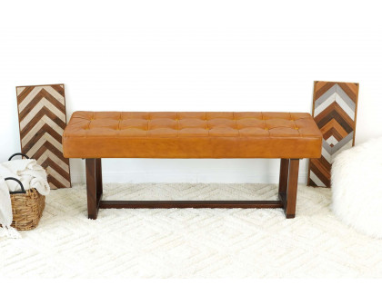 Ashcroft Cameron Leather Bench - Tan