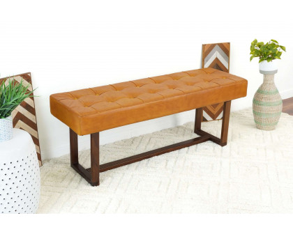 Ashcroft Cameron Leather Bench - Tan