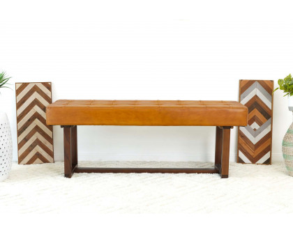 Ashcroft Cameron Leather Bench - Tan