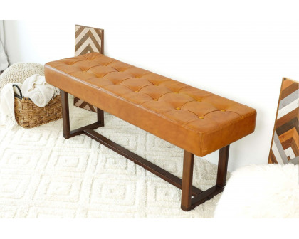 Ashcroft Cameron Leather Bench - Tan