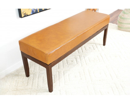 Ashcroft Austin Leather Bench w/o Lines - Antique Tan