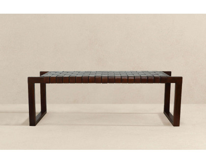 Ashcroft Christina Leather Bench - Tan