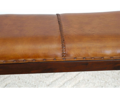 Ashcroft Chad Mid-Century Modern Leather Bench - Tan