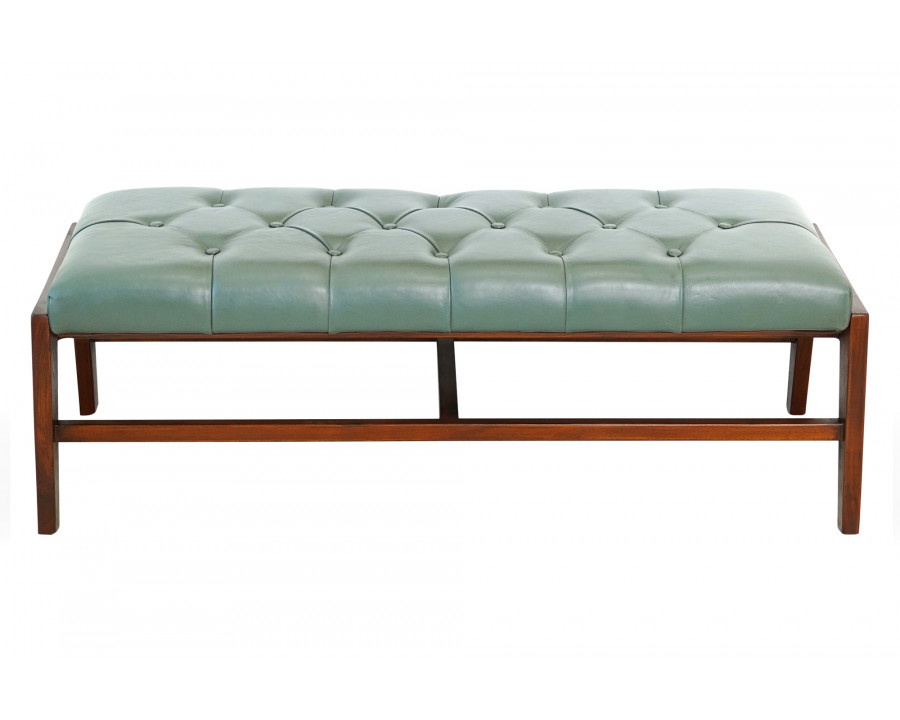 Ashcroft Hera Leather Bench with Buttons - Green