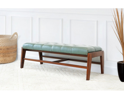 Ashcroft Hera Leather Bench with Buttons - Green