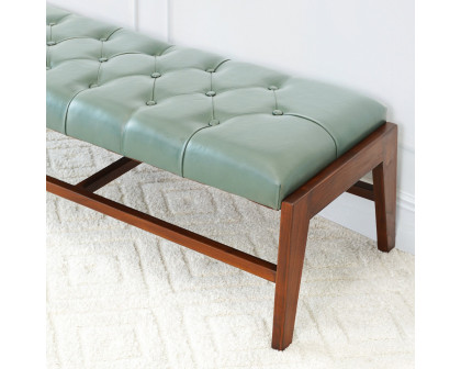 Ashcroft Hera Leather Bench with Buttons - Green