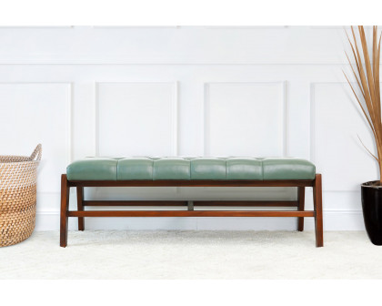 Ashcroft Hera Leather Bench with Buttons - Green