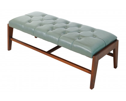 Ashcroft Hera Leather Bench with Buttons - Green