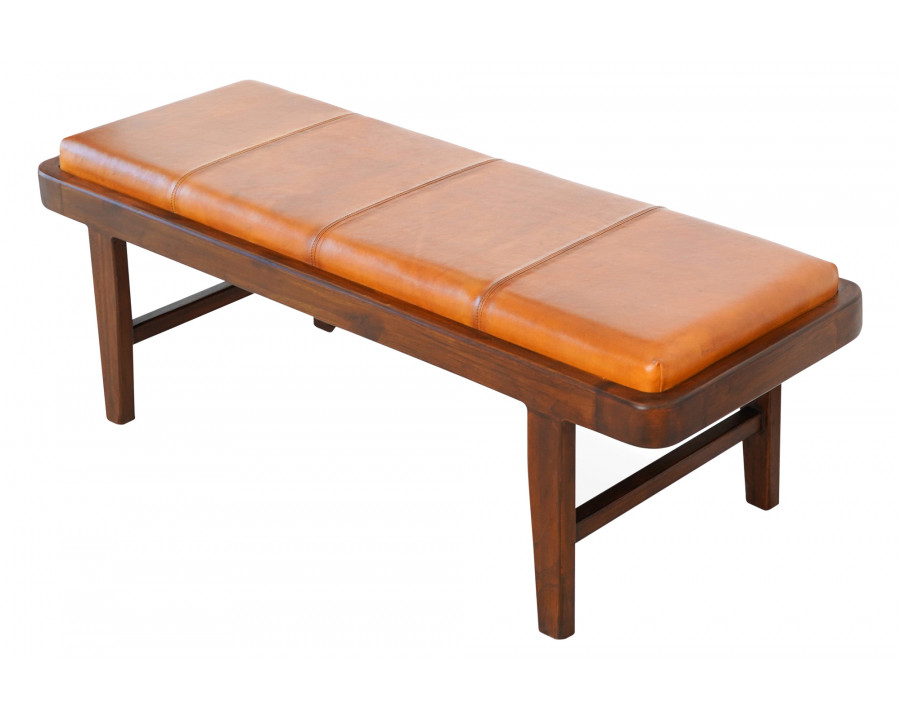 Ashcroft Maddox Leather Bench - Tan