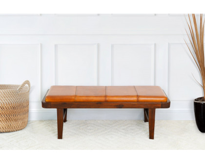 Ashcroft Maddox Leather Bench - Tan