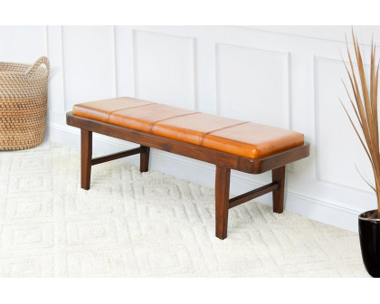 Ashcroft Maddox Leather Bench - Tan