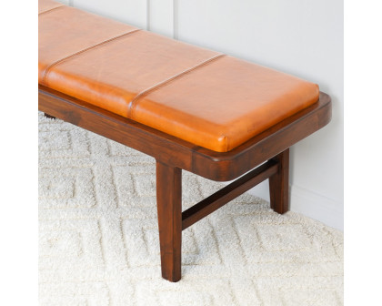 Ashcroft Maddox Leather Bench - Tan