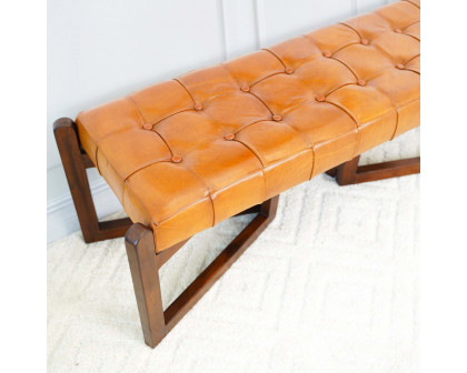 Ashcroft Riley Leather Bench - Tan