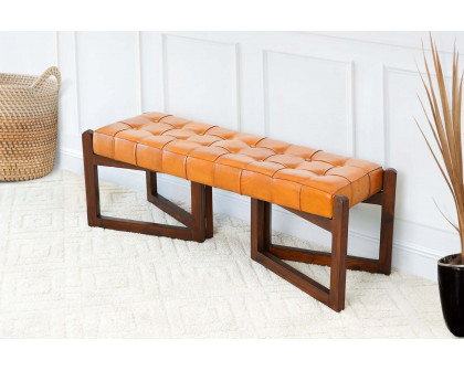 Ashcroft Riley Leather Bench - Tan