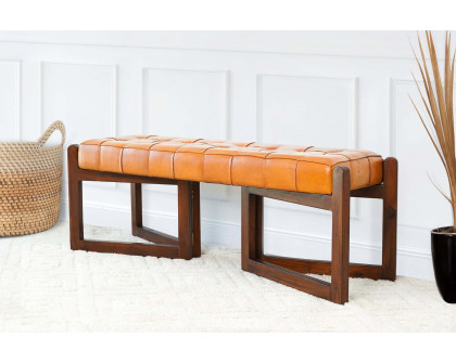 Ashcroft Riley Leather Bench - Tan