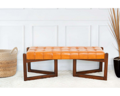 Ashcroft Riley Leather Bench - Tan