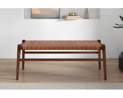 Ashcroft Cody Leather Bench - Tan