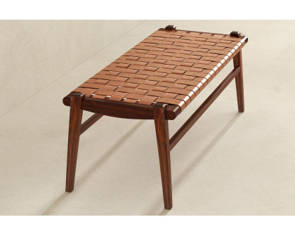 Ashcroft Cody Leather Bench - Tan